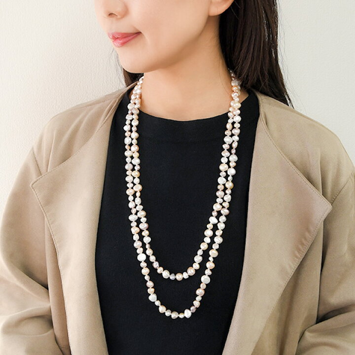 楽天市場】【現品限り】 150cm バロックパール ロングネックレス  