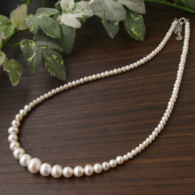 8mm ホワイト 淡水真珠 グラデーション ネックレス　可憐なパールネックレスを普段使いにも