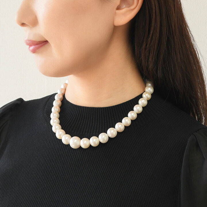 楽天市場】15mm ホワイト 淡水真珠 ネックレス 目を見張る迫力の  