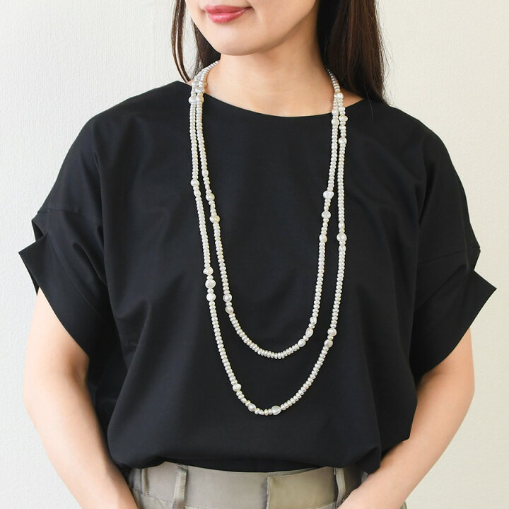 楽天市場】180cm バロックパール ロングネックレス てりてり淡水真珠 