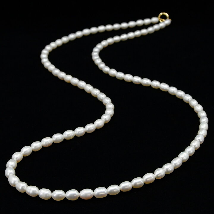 楽天市場】ホワイト 淡水真珠 80cm ロングネックレス 6mm パール 