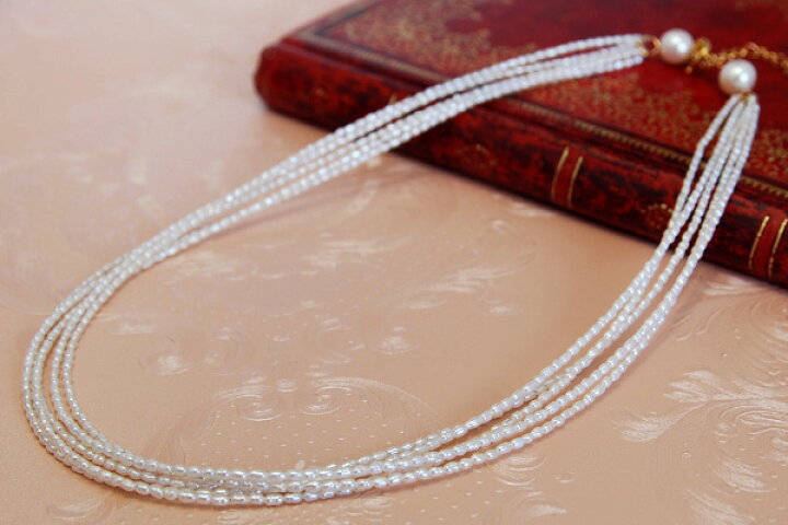 楽天市場】極小 淡水真珠 ケシパール 5連 ネックレス 繊細で華やかな  