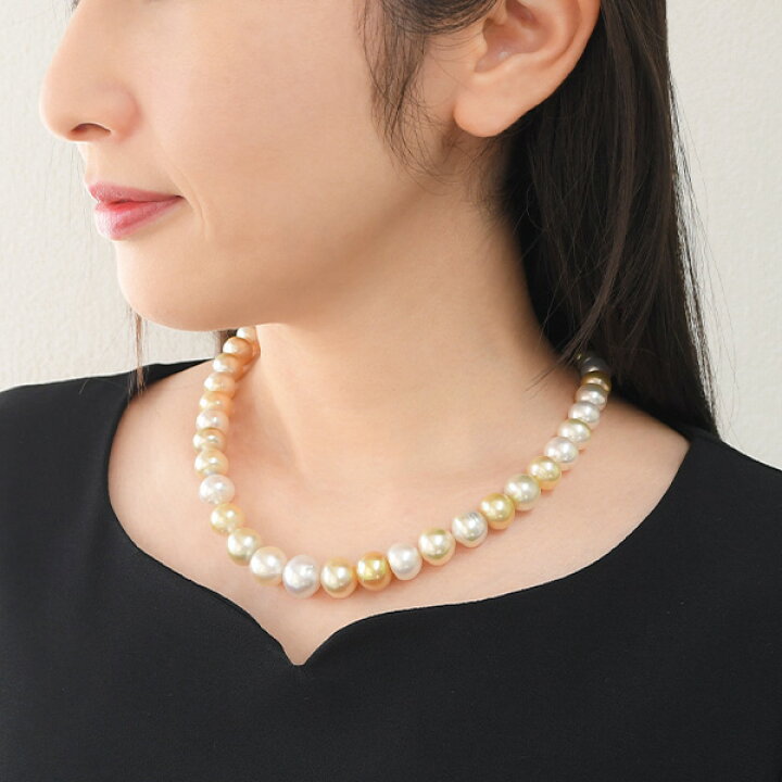 楽天市場】13.5mm ナチュラルマルチカラー 白蝶真珠 ネックレス 鑑別 