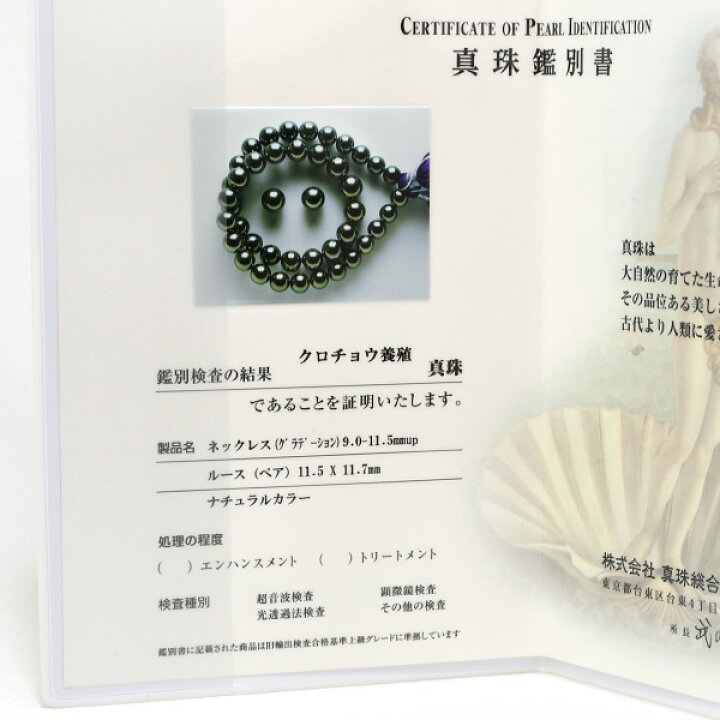 楽天市場】11mm 黒蝶真珠 ネックレス ピアス イヤリング セット 鑑別 