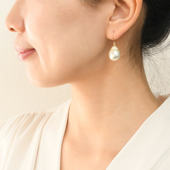 楽天市場】13mm ドロップ 白蝶真珠 ピアス/イヤリング ナチュラル