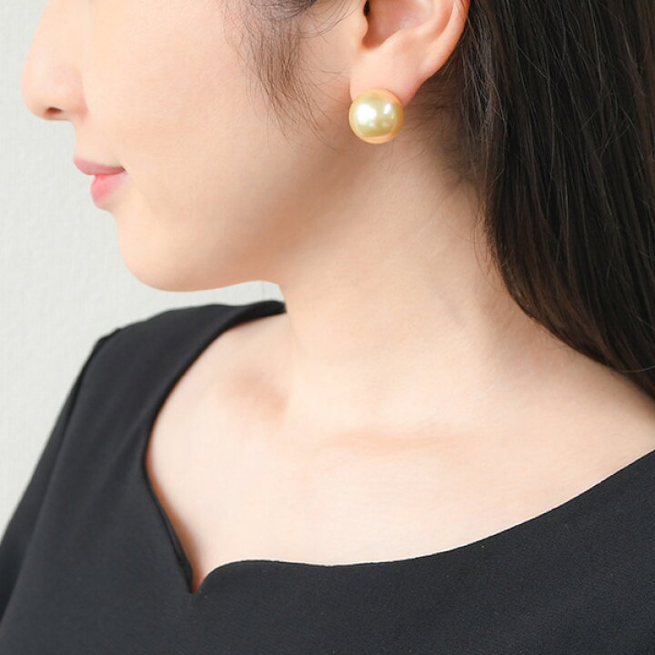 楽天市場】15mm シャンパンゴールド 白蝶真珠 ピアス イヤリング 鑑別  