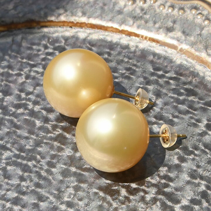 楽天市場】15mm シャンパンゴールド 白蝶真珠 ピアス イヤリング 鑑別  