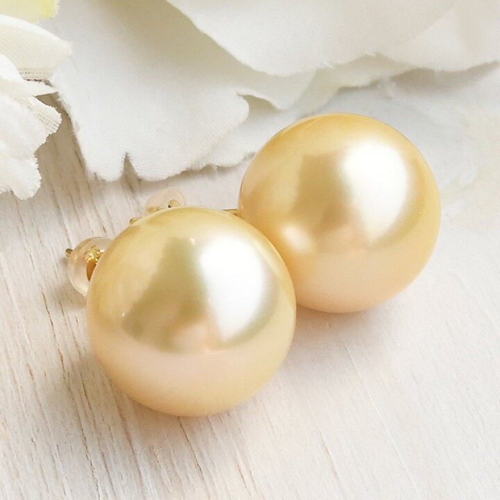 楽天市場】15mm シャンパンゴールド 白蝶真珠 ピアス イヤリング 鑑別  