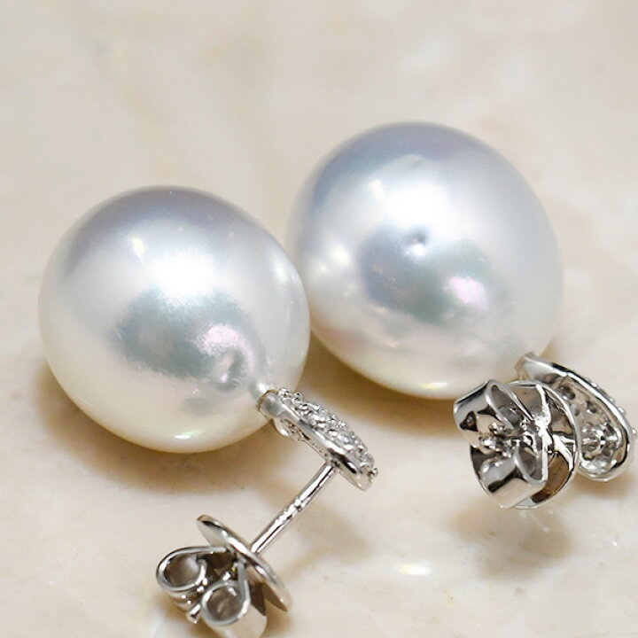 楽天市場】12mm 白蝶真珠 ピアス 鑑別書付き K18 WG YG パヴェピアス 