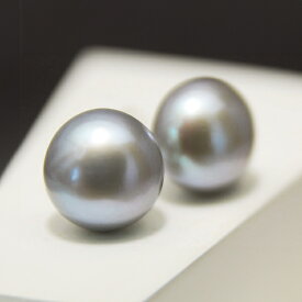 10mm グレー 淡水真珠 ピアス イヤリング　てりてり上級のシックで品のある美しいグレーカラー！