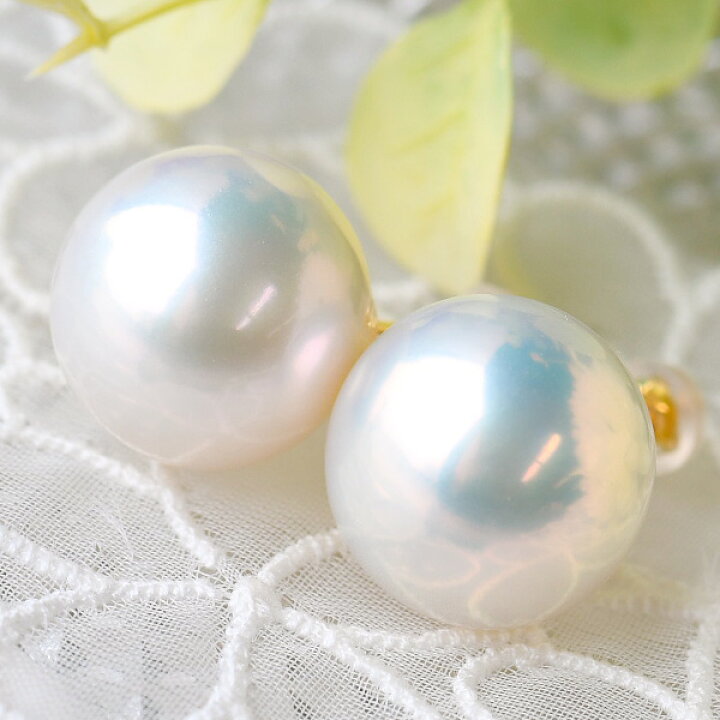 楽天市場】14mm 淡水真珠 ピアス イヤリング 超超特大！ゴージャスな 