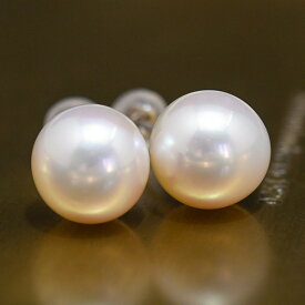 9mm 特級 ホワイト 淡水真珠 ピアス/イヤリング　強い輝きが美しい気品に満ちたホワイトパール