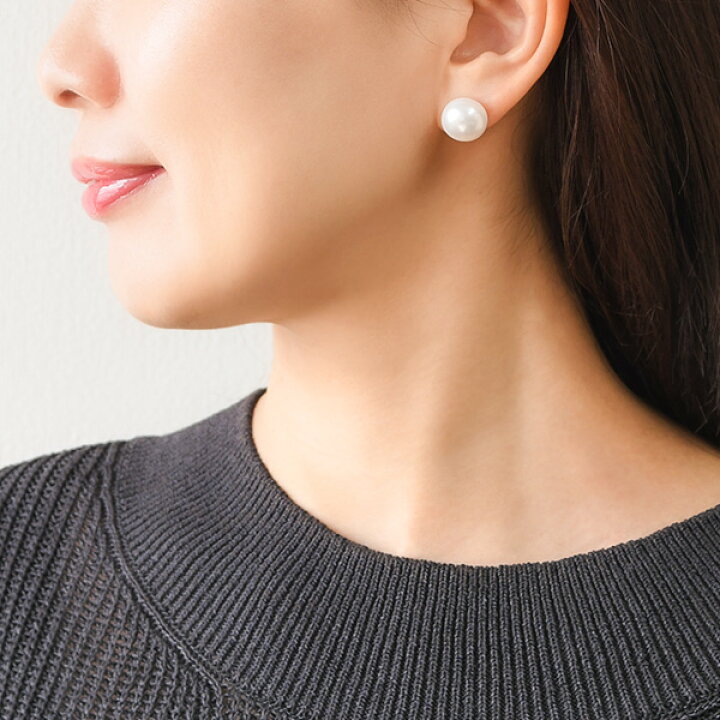 楽天市場】特大 13mm ホワイト ボタン 淡水真珠 ピアス イヤリング 