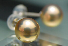 メタリックな輝きの極上真珠　K14WG/K18YG特級8mm淡水真珠ピアス/イヤリング