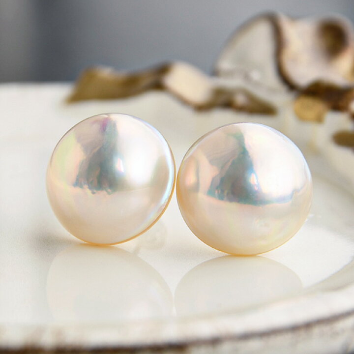 楽天市場】奄美産 15mm ホワイト マベ真珠 鑑別書付き ピアス  