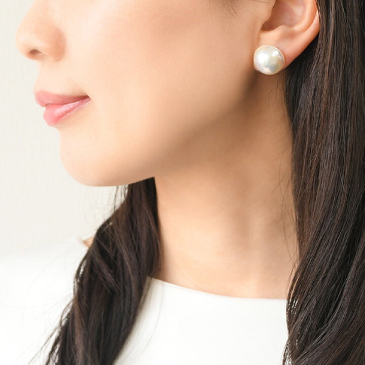 楽天市場】奄美産 15mm ホワイト マベ真珠 鑑別書付き ピアス 