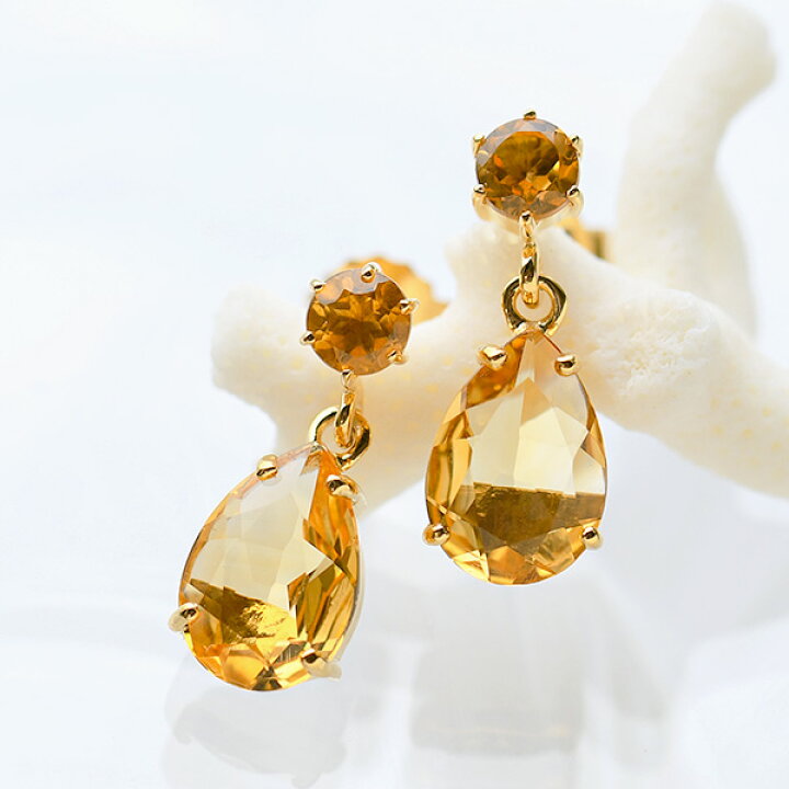 楽天市場】碌山 シトリン ピアス 黄金色にきらめく華やか天然石 RP  