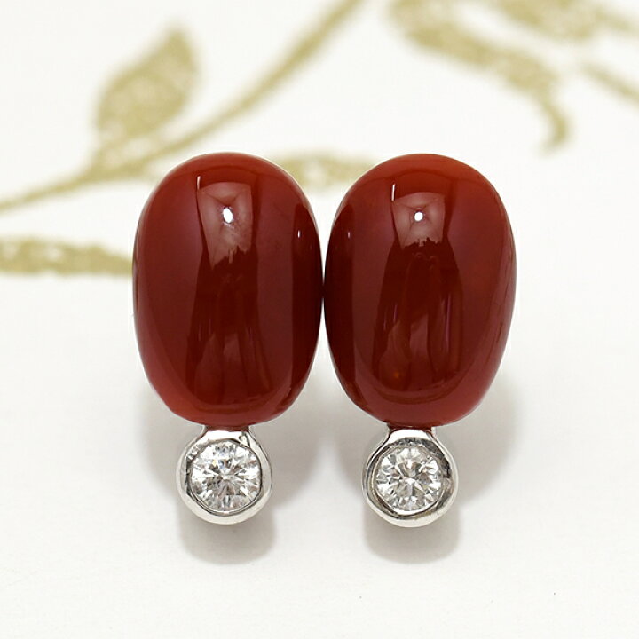 楽天市場】血赤珊瑚 ダイヤモンド ピアス/イヤリング K18 K14 WG 深い 
