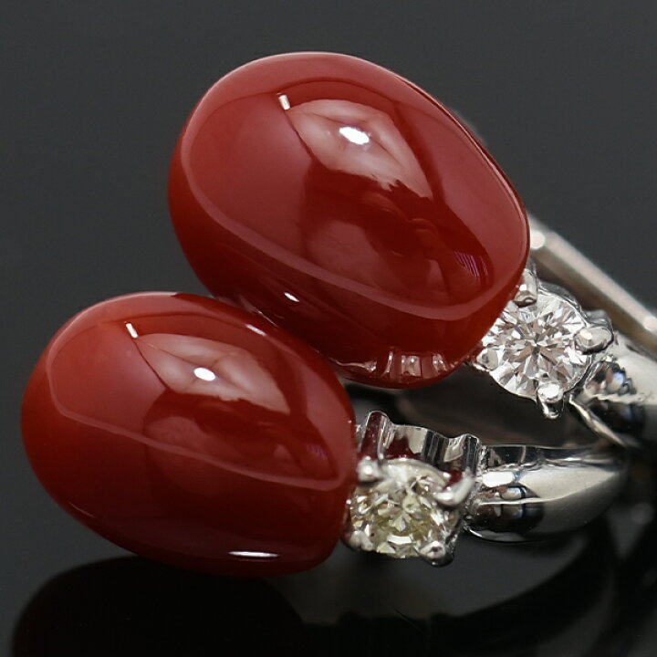 楽天市場】血赤珊瑚 ダイヤモンド ピアス/イヤリング K18 K14 WG 深い 