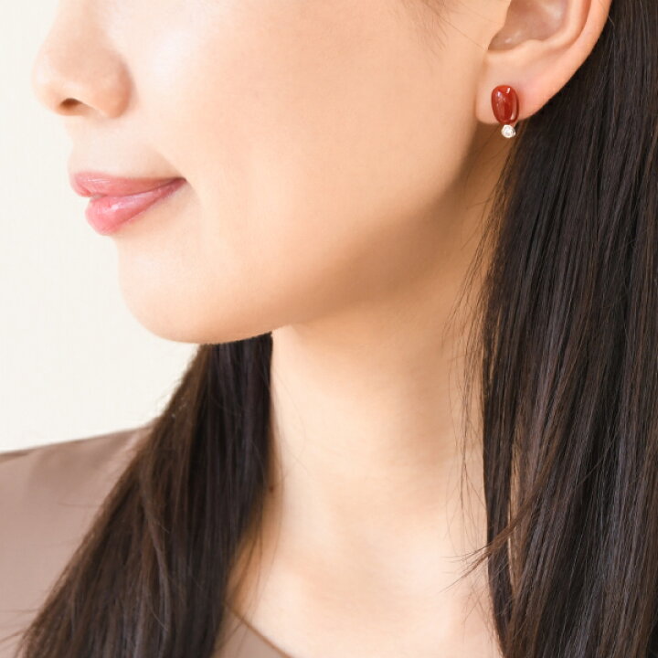 楽天市場】血赤珊瑚 ダイヤモンド ピアス/イヤリング K18 K14 WG 深い 