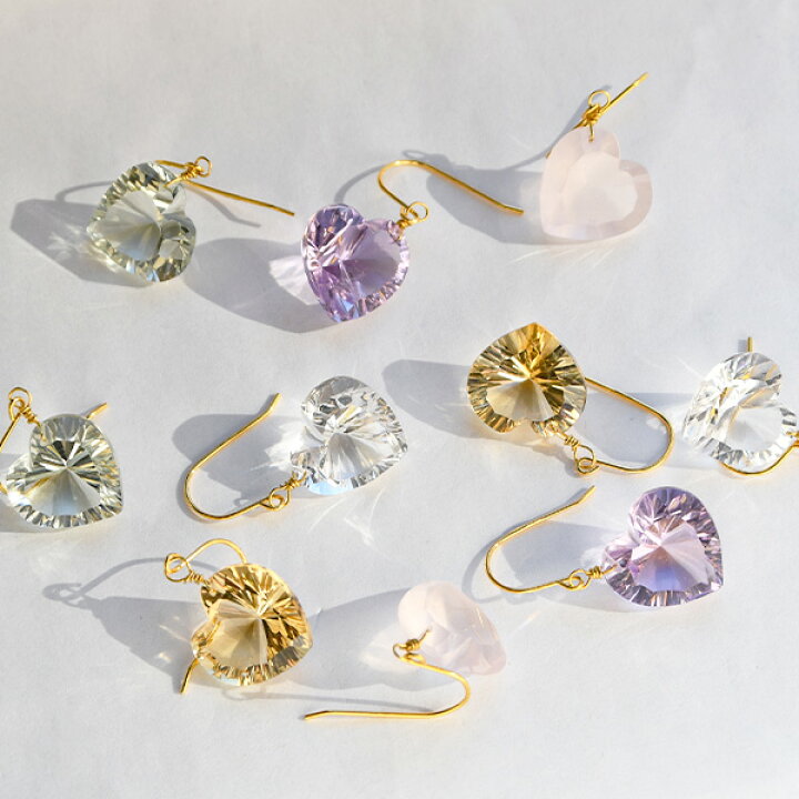 楽天市場】ハート コンケイブカット 天然石 ピアス イヤリング 大粒 