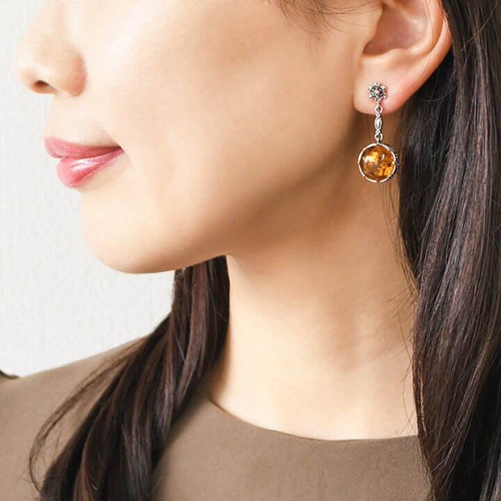 楽天市場】碌山×ルコリエ 限定オリジナル コニャックアンバー ピアス 