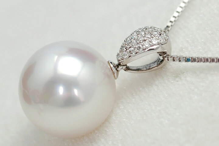 楽天市場】16mm白蝶真珠&ダイヤモンドK18WGペンダントトップ 特大真珠  