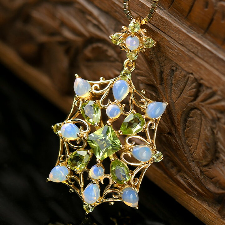 楽天市場】碌山 ペリドット オパール ブローチペンダント 華やかで繊細  