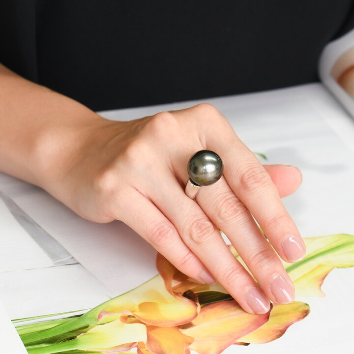 楽天市場】【現品限り！】 特大 15mm 黒蝶真珠 リング てり良しビッグ 