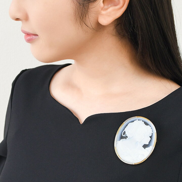 楽天市場】青メノウ カメオ ブローチペンダント K18YG Pt900 緻密な  