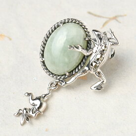 碌山 鳥獣戯画 翡翠 相撲 ブローチペンダント 高山寺公式 407C0002-TY