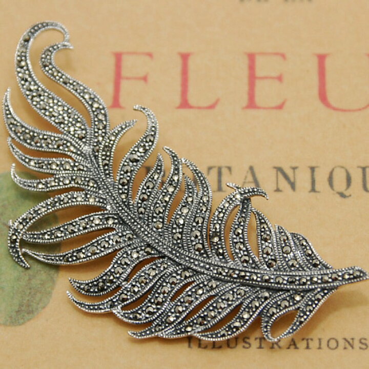 楽天市場】マルカジット 銀細工 フェザー ブローチ クラシカルに仕上げ  