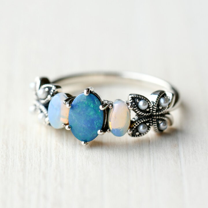 楽天市場】碌山 オパール シードパール リング RP 403R0078-BKOP  