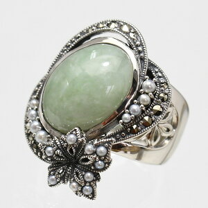 碌山 翡翠 シードパール リング 大粒ヒスイのクラシックな華やかさ RP 204R0303-TY【メール便不可】