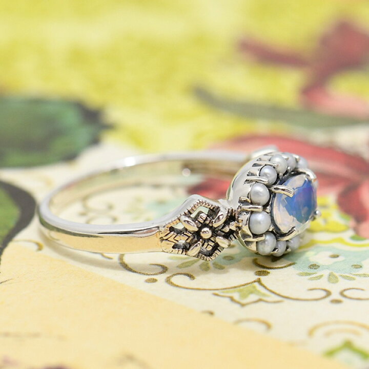 楽天市場】碌山 オパール シードパール リング きらめく虹色が  