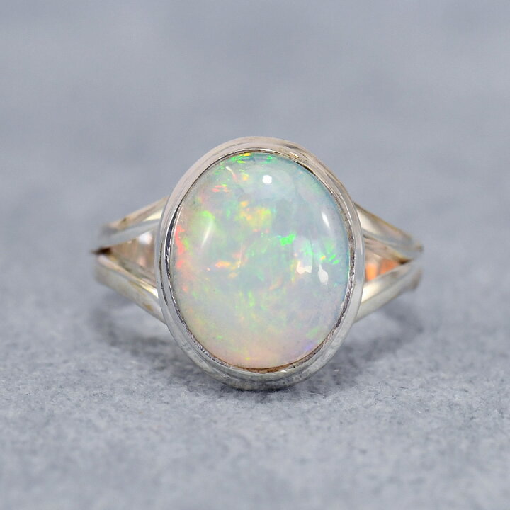 楽天市場】大粒 オパール カボション リング うるうる虹色の遊色 KB15  