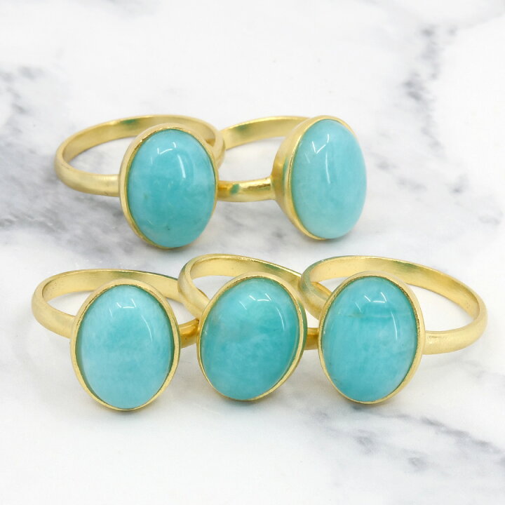 楽天市場】アマゾナイト リング 鮮やか大粒カボションが華やか  