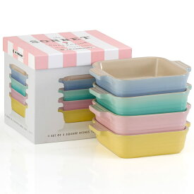 ル・クルーゼ 公式 ｜ スクエア・ディッシュ 13cm (4個入り) ソルベ 食器 食器セット 皿 耐熱 オーブン対応 おしゃれ かわいい プレゼント ギフト 贈り物 結婚祝い