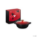 ル・クルーゼ 公式 ｜ ミッキーマウス/マルミット 18cm チェリーレッド/マットブラック 鍋 両手鍋 鋳物ホーロー鍋 ディズニー IH IH対応 ガス火 ガス 直火 兼用 おしゃれ かわいい プレゼント ギフト 贈り物 結婚祝い 無水鍋 無水調理