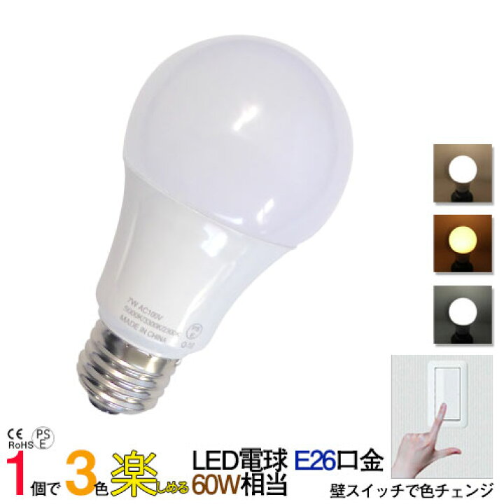 楽天市場】3色カラーチェンジ 電球1個で3個分 切り替えが楽しめる LED 
