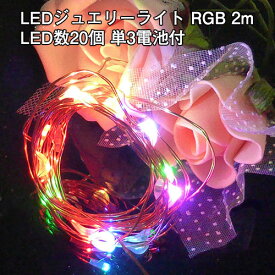 LEDジュエリーライトLEDフェアリーライト RGB 2m LED数20個 電池式 電池付 LEDイルミネーション クリックポスト対応送料250円 ハロウィン コスプレ クリスマス パーティー 電飾