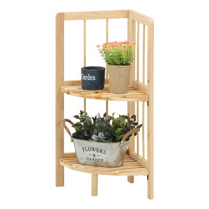 コーナーラック2段 ナチュラル【×6セット】【50623】