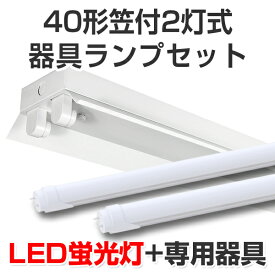 LED蛍光灯 led 蛍光灯 led蛍光灯器具ランプセット 笠付40型2灯式 5000lm 36W 5000K昼白色 40W 120cm 灯具 直管型LEDランプ ベースランプ 照明器具 事務所/店舗/工場/ガレージ/施設向け 天井照明 照明 天井[大型宅配便]