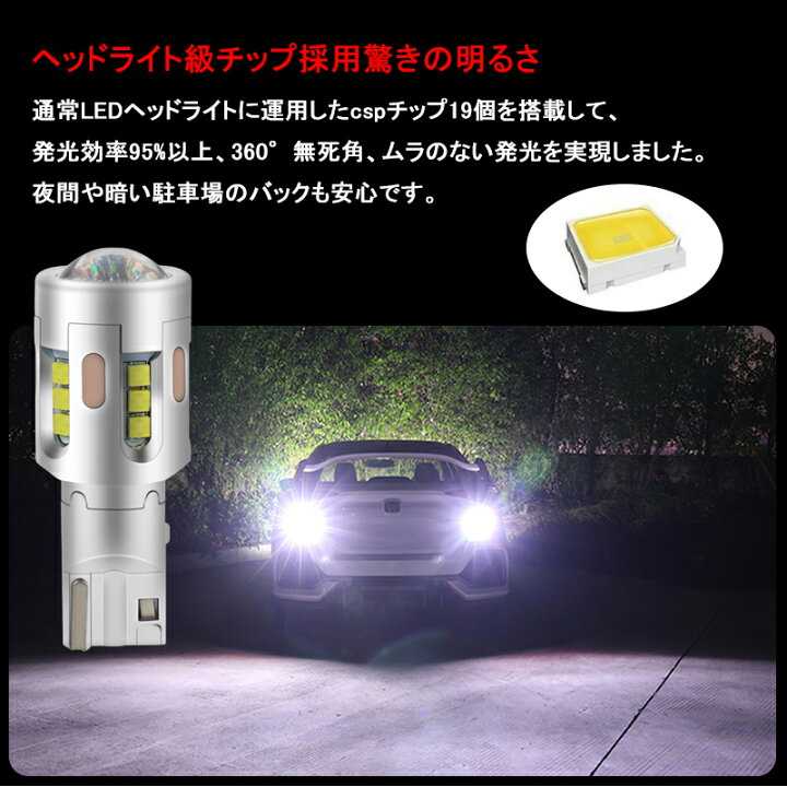 楽天市場 T15 T16 Ledバルブ バックランプ 後退灯 Csp1919 6500k 爆光 無極性 プロジェクターレンズ搭載 12ｖ車対応 2個セット バックランプ 超寿命 高品質 ホワイト 車 カスタム パーツ ステルス Field フィールド 楽天市場店