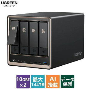 �yUGREEN × �R�茫�l�zUGREEN NASync DXP4800 GT 4�x�CNAS�L�b�g AMD Ryzen R2514�iECC�Ή��j 8GB DDR4�������i64GB�܂ő��݉\�j �f���A��10GbE SD�J�[�h�X���b�g USB M.2 SSD Docker�E���z�}�V���Ή� UGOS Pro�V�X�e�� 
