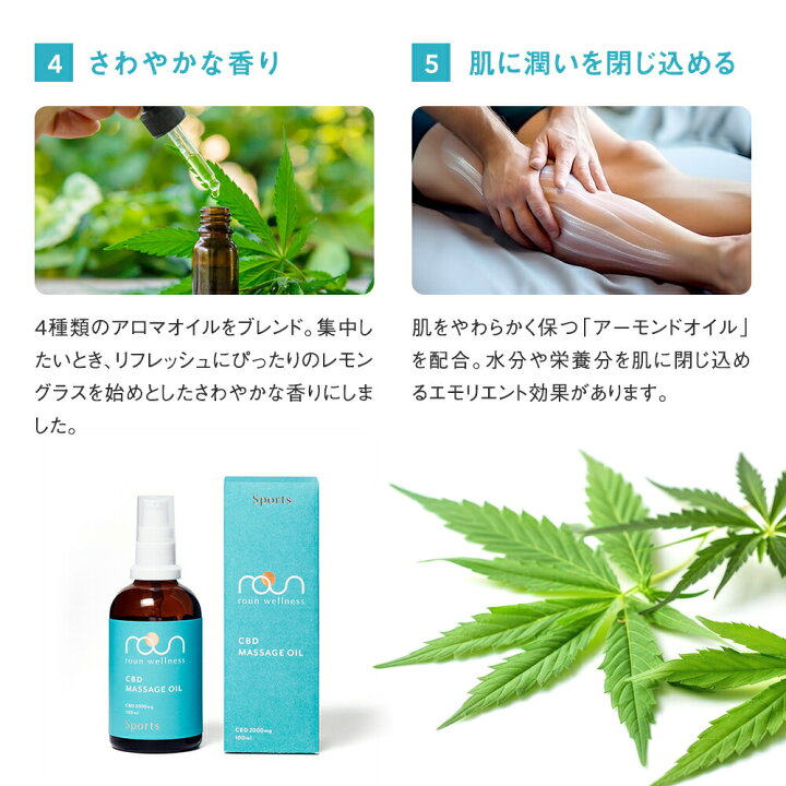 楽天市場】【大容量】CBD マッサージオイル 100ml CBD 2000mg配合 roun 
