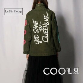 [47300円→28380円] COOLA クーラ COOLAペイントルーズミリタリージャケット アウター ジャケット 秋冬 カーキ緑 ミリタリージャケット ブルゾン 羽織り コート メンズライク レディース ペイント 華やか 大人 カジュアル 上品 高級感 デザイン性 着映えデイリー お出かけ