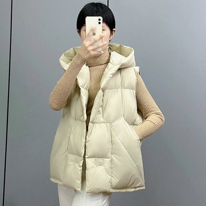 楽天市場】ダウンベスト フード付き付き レディース ベスト 冬 厚手 