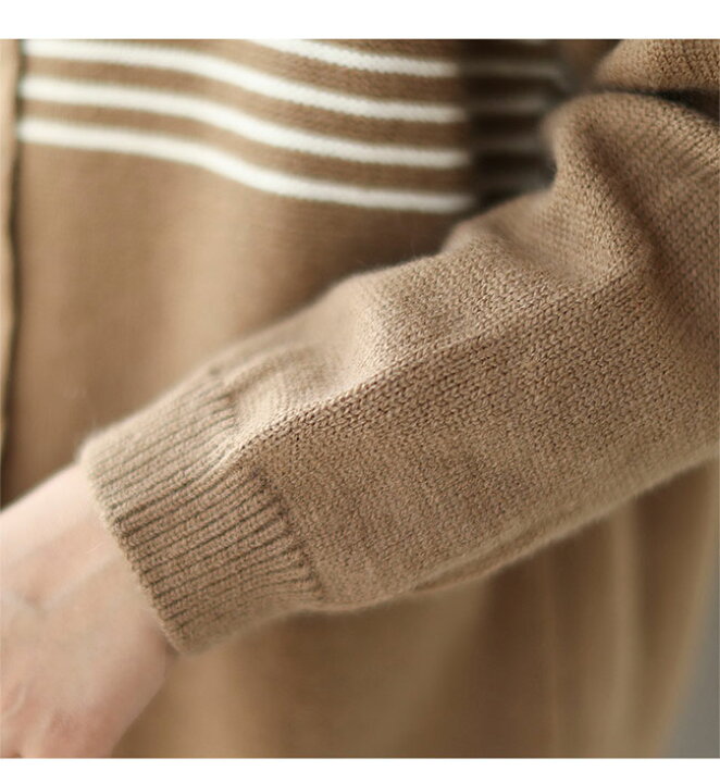 楽天市場】ニットパーカー レディース パーカー ボーダー柄 ニット  