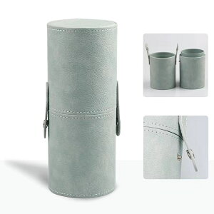 メイクブラシ収納ケース メイクブラシ立て 撥水 防塵 お洒落 ポータブル 化粧筆箱 18本収納可 コスメブラシ収納 メイクブラシケース PUレザー 筒型 出張 旅行 ホワイト パープル ブラック ベ